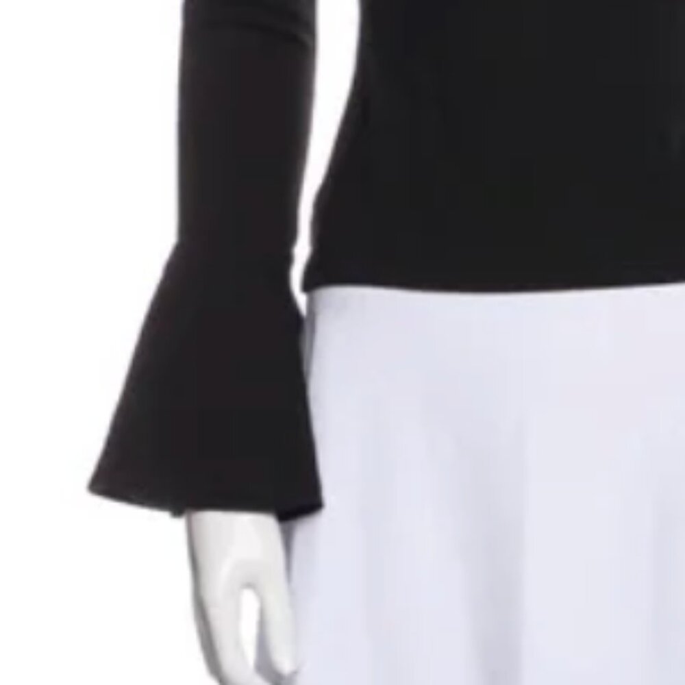 Alexis Lindes Black Off The Shoulder Bell Sleeve Stretch Cropped Top Large - Picture 4 of 7